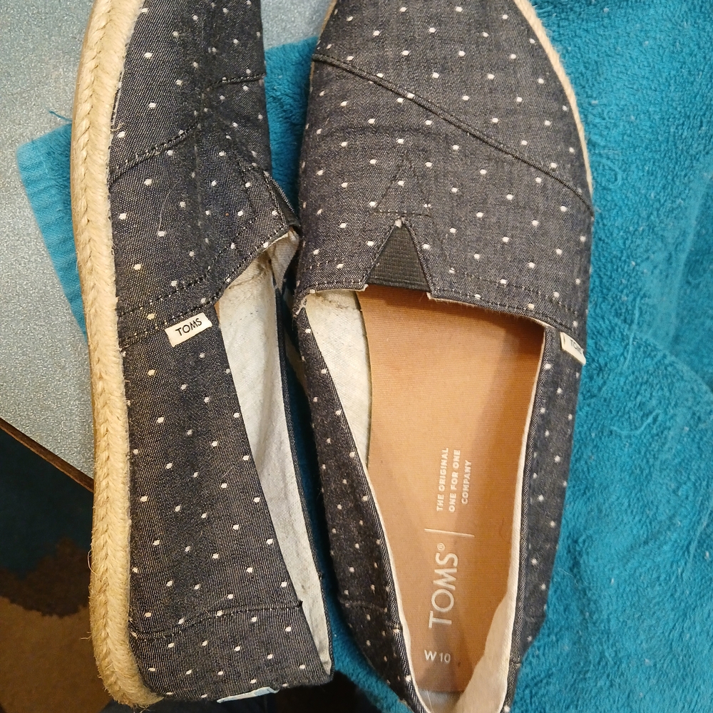 TOMS Women's Blue and White Polja Dot Espadrilles